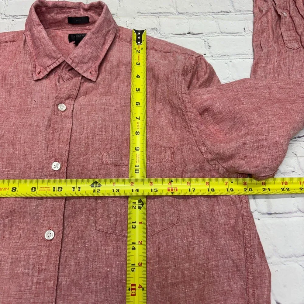 J. Crew Men Baird McNutt Irish Linen Button Down Shirt Size Medium Slim C131 -26